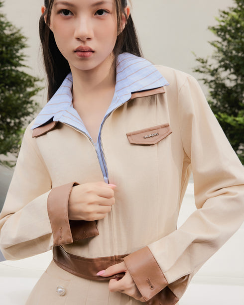 The Standout Pleated Skirt Set - Khaki