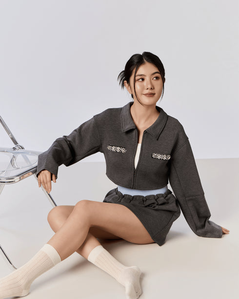 The Lounge Skirt Set - Jet Grey