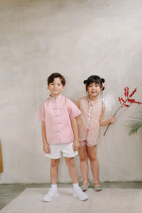 Oriental Luxe Mandarin Shirt (Blossom) - Boys