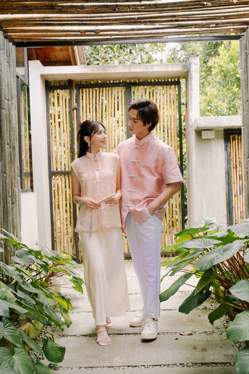 Oriental Luxe Mandarin Shirt (Blossom) - Men