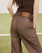 Pinstripes Leather Pants - Brown