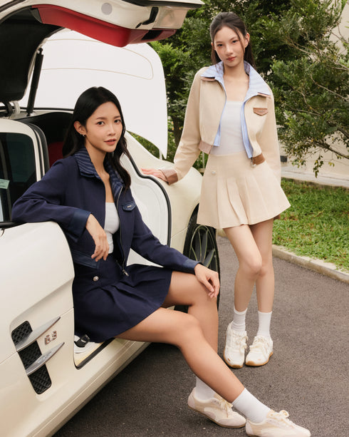 The Standout Pleated Skirt Set - Khaki