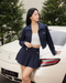 The Standout Pleated Skirt Set - Navy