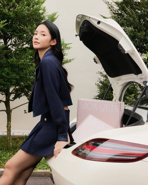 The Standout Pleated Skirt Set - Navy