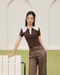 Contoured Polo Top - Brown