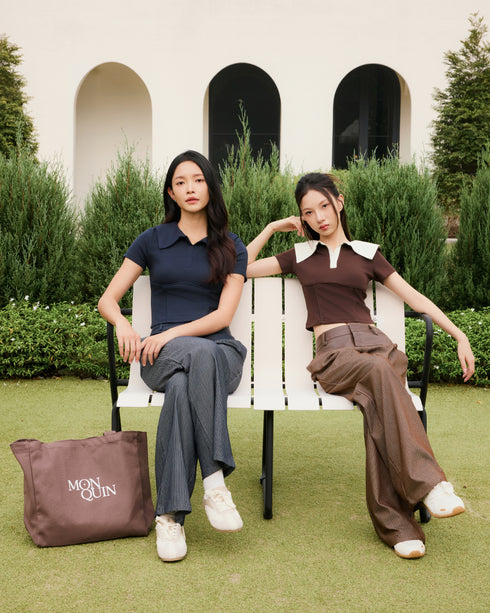 Contoured Polo Top - Brown